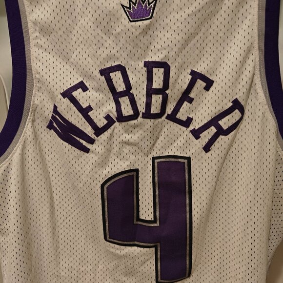 Vintage Nike Sacramento Kings Chris Webber Jersey #4 Men's XL NBA White Purple - Picture 10 of 14